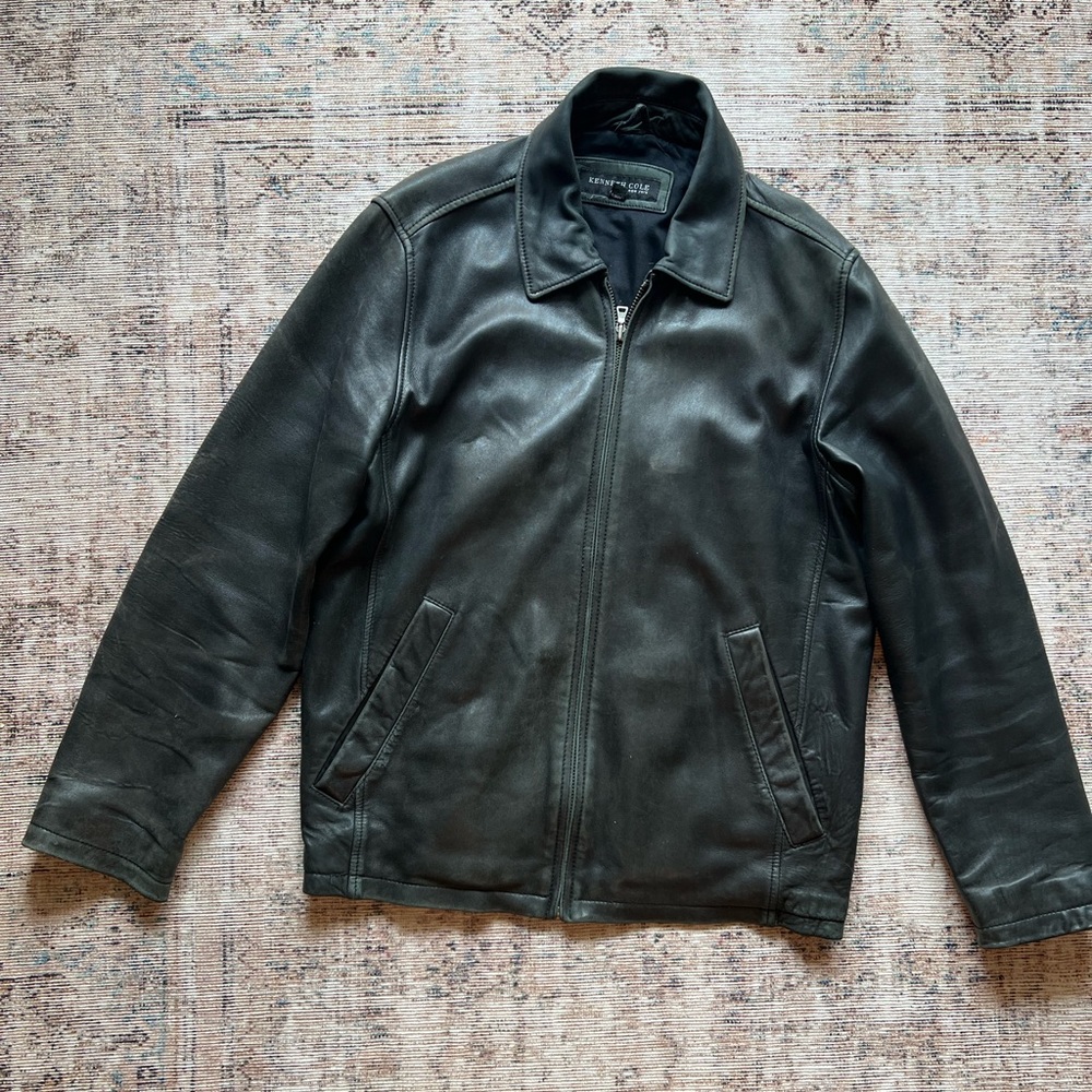 Kenneth Cole  New York black leather jacket